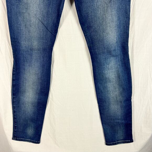 7 For All Mankind Blue Distressed Straight Leg Jeans - Picture 9 of 10